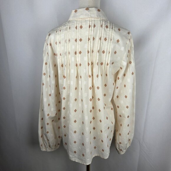 Fatface Elsie Ivory Dobby Blouse Sz 8 Cotton Balloon Long Sleeve Boho Chic - Picture 7 of 13